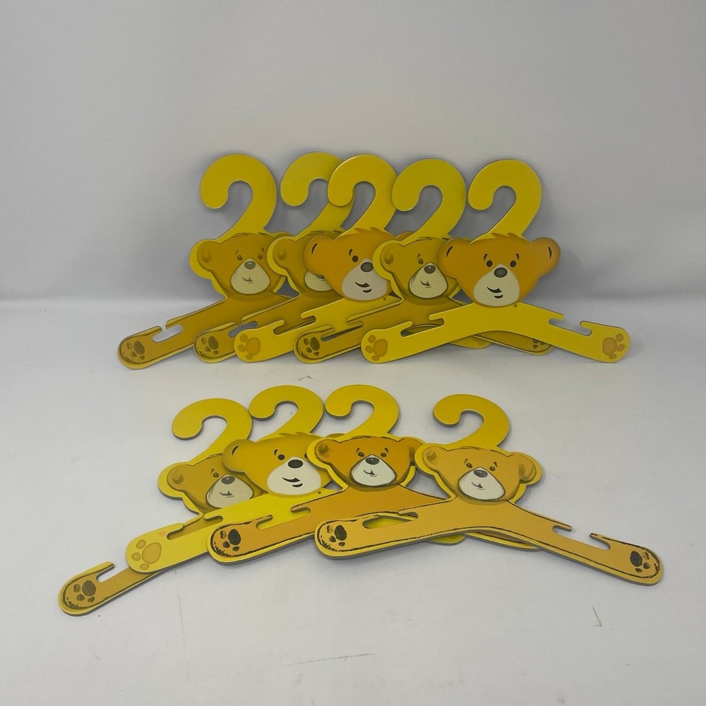 Lot of 9 Build-A-Bear Workshop Cardboard Clothes Hangers - Yellow & Blue